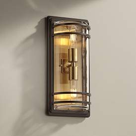 Image1 of Habitat 16" High Bronze and Brass 2-Light Wall Sconce