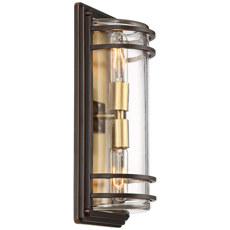 Image 5 Habitat 16 inch High Bronze and Brass 2-Light Wall Sconce more views
