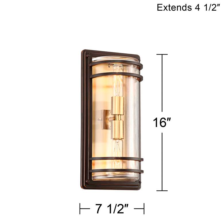 Image 7 Habitat 16" High Bronze and Brass 2-Light Wall Sconce more views