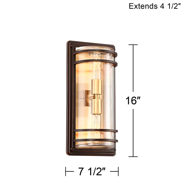 Image 7 Habitat 16" High Bronze and Brass 2-Light Wall Sconce more views