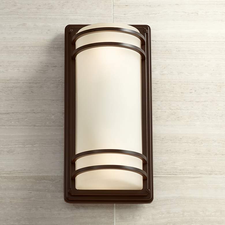 Image 1 Habitat 16" High Bronze and Opal Glass Modern Wall Sconce