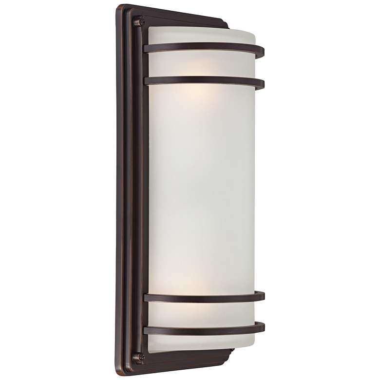 Image 4 Habitat 16" High Bronze and Opal Glass Modern Wall Sconce more views