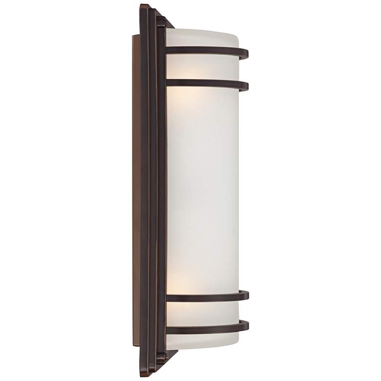 Image 5 Habitat 16" High Bronze and Opal Glass Modern Wall Sconce more views