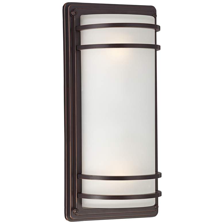 Image 2 Habitat 16 inch High Bronze and Opal Glass Outdoor Wall Light