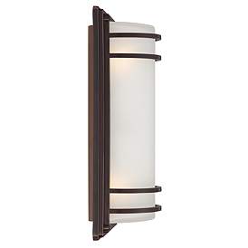Image4 of Habitat 16" High Bronze and Opal Glass Outdoor Wall Light more views