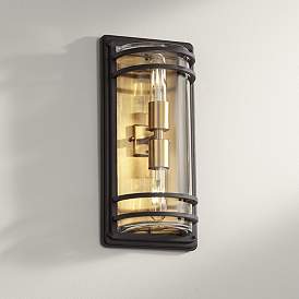 Image1 of Habitat 16" High Mixed Metals Black and Brass Wall Sconce