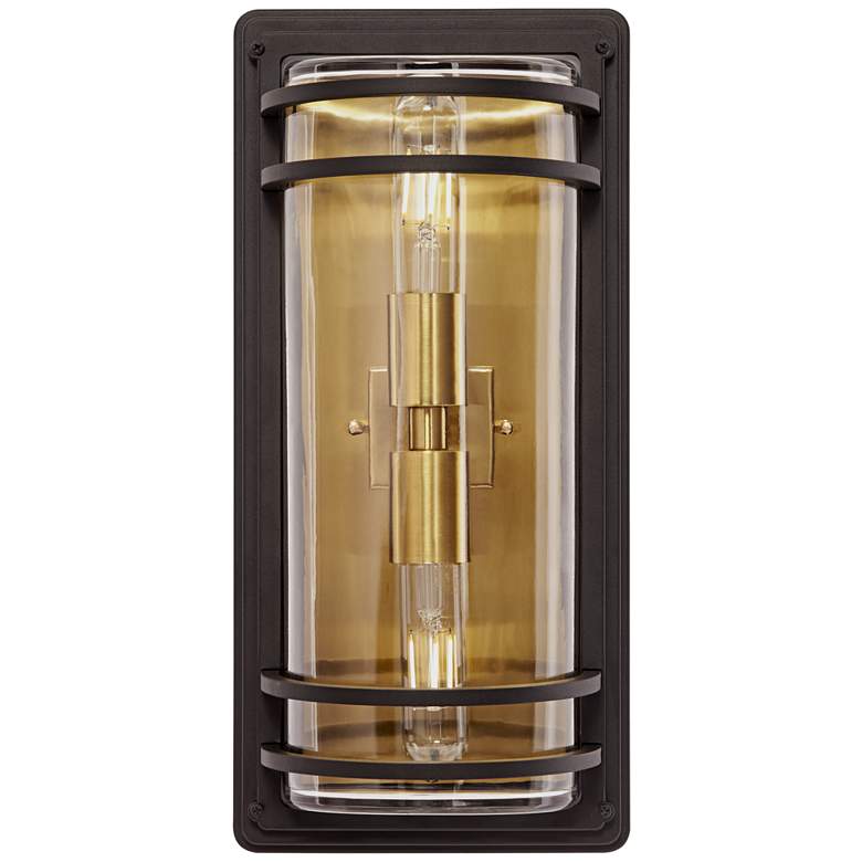 Image 4 Habitat 16" High Mixed Metals Black and Brass Wall Sconce more views
