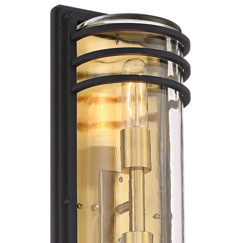 Image 2 Habitat 21" Black and Brass 2-Light Outdoor Wall Light Set of 2 more views