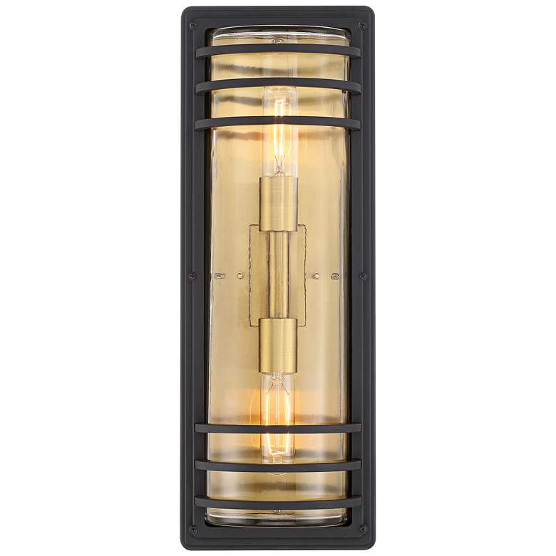 Image 3 Habitat 21" Black and Brass 2-Light Outdoor Wall Light Set of 2 more views