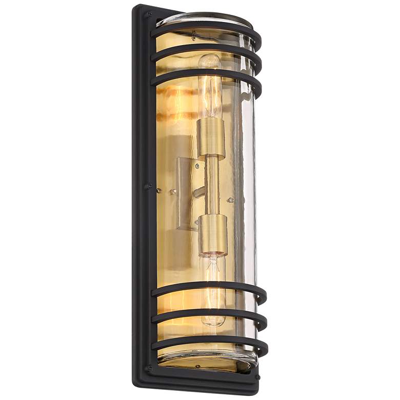 Image 4 Habitat 21" Black and Brass 2-Light Outdoor Wall Light Set of 2 more views