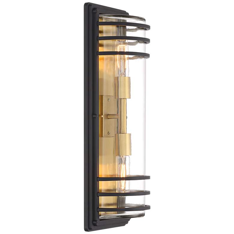 Image 5 Habitat 21" Black and Brass 2-Light Outdoor Wall Light Set of 2 more views