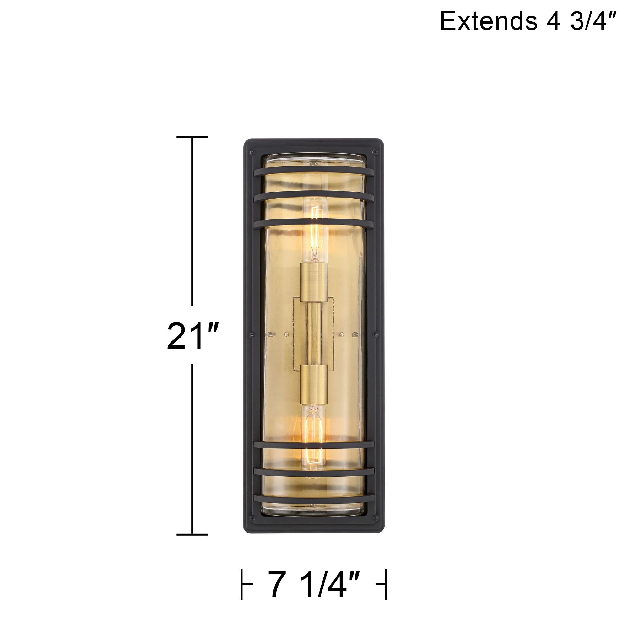 Habitat 21" Black and Brass 2-Light Outdoor Wall Light Set of 2