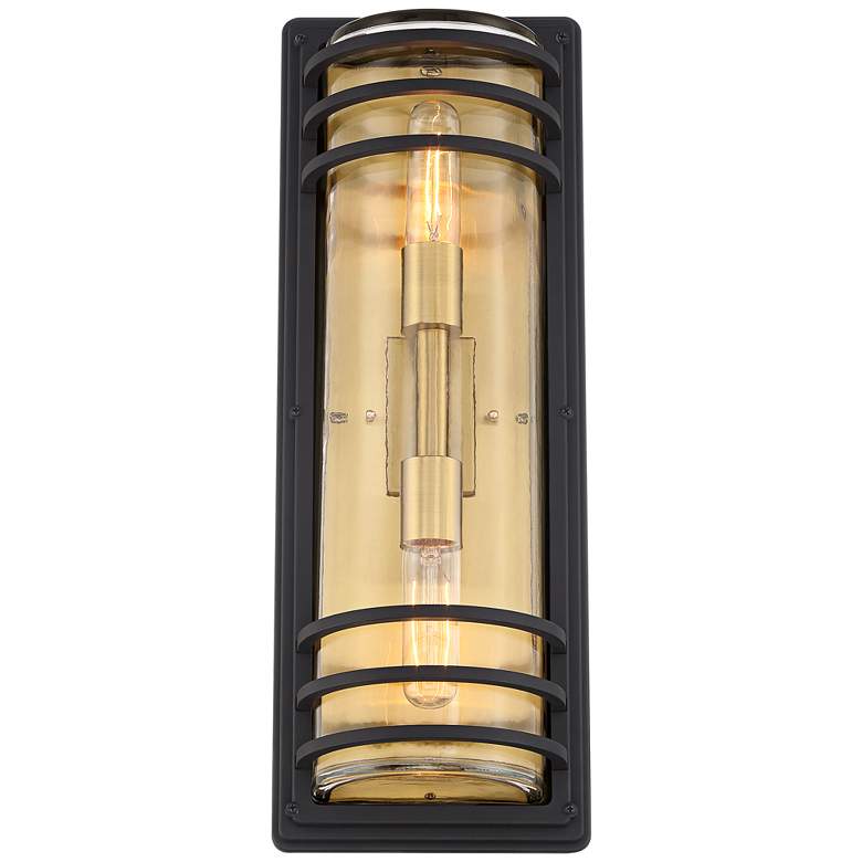 Image 2 Habitat 21" Black and Brass 2-Light Outdoor Wall Light
