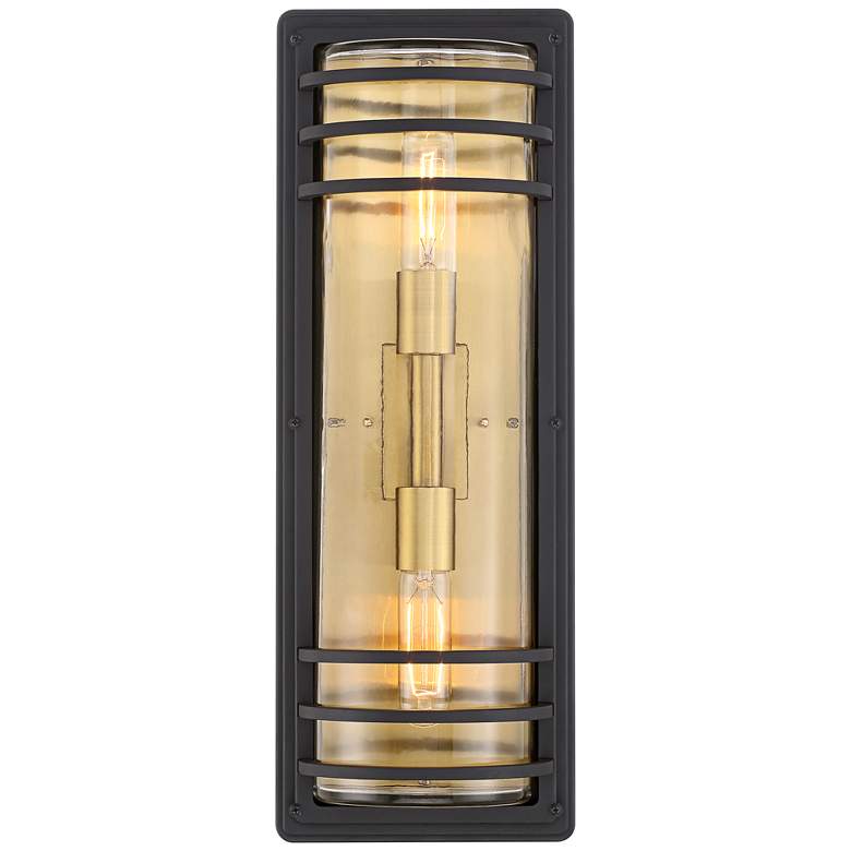 Image 4 Habitat 21 inch High Black and Brass 2-Light Outdoor Wall Light more views