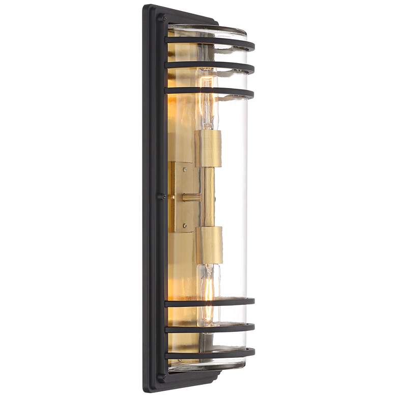 Image 6 Habitat 21 inch High Black and Brass 2-Light Outdoor Wall Light more views