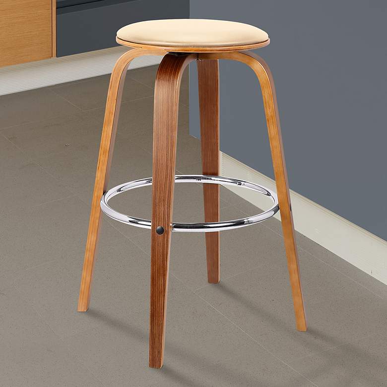 Image 7 Habor 25" Cream Faux Leather Swivel Bar Stool more views