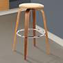 7_Habor 25" Cream Faux Leather Swivel Bar Stool more views