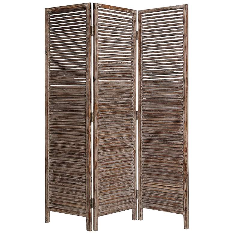 Image 2 Hacienda 63 inch Wide Brown Wood 3-Panel Screen/Room Divider