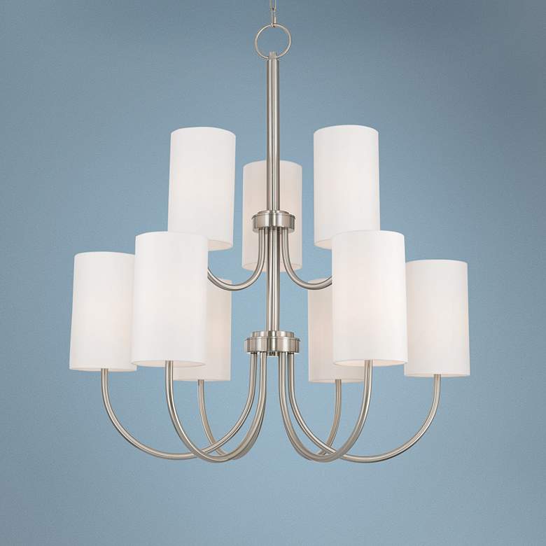 Image 1 Haddonfield 42 1/2"W Brushed Nickel 9-Light Foyer Chandelier
