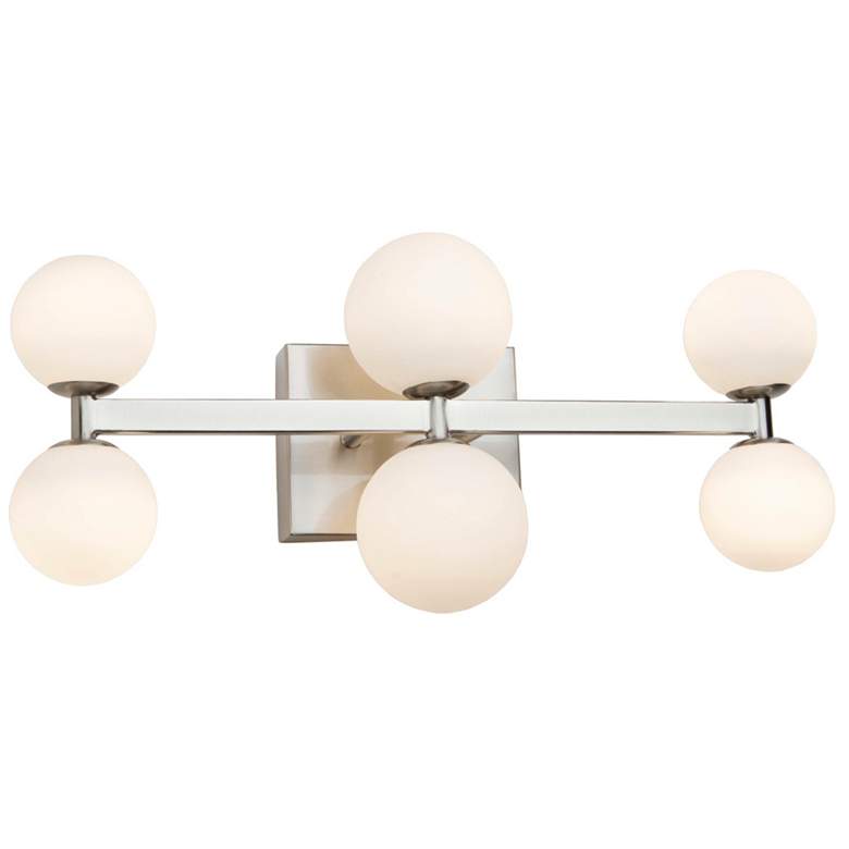 Image 1 Hadleigh 6-Light Brushed Nickel Metal and Glass Wall Light