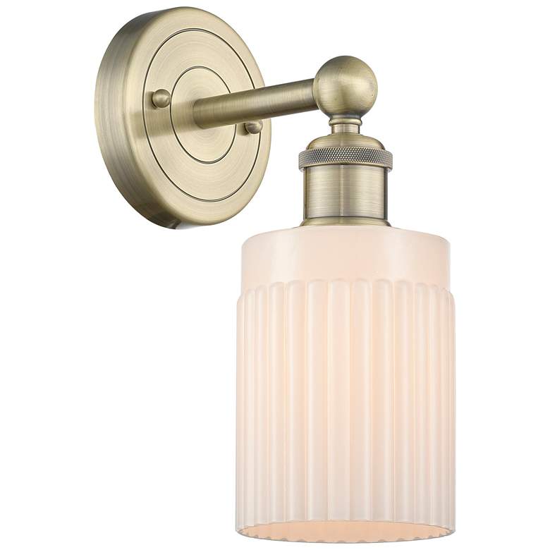 Image 1 Hadley 11.5"High Antique Brass Sconce With Matte White Shade