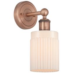 Hadley 11.5&quot;High Antique Copper Sconce With Matte White Shade