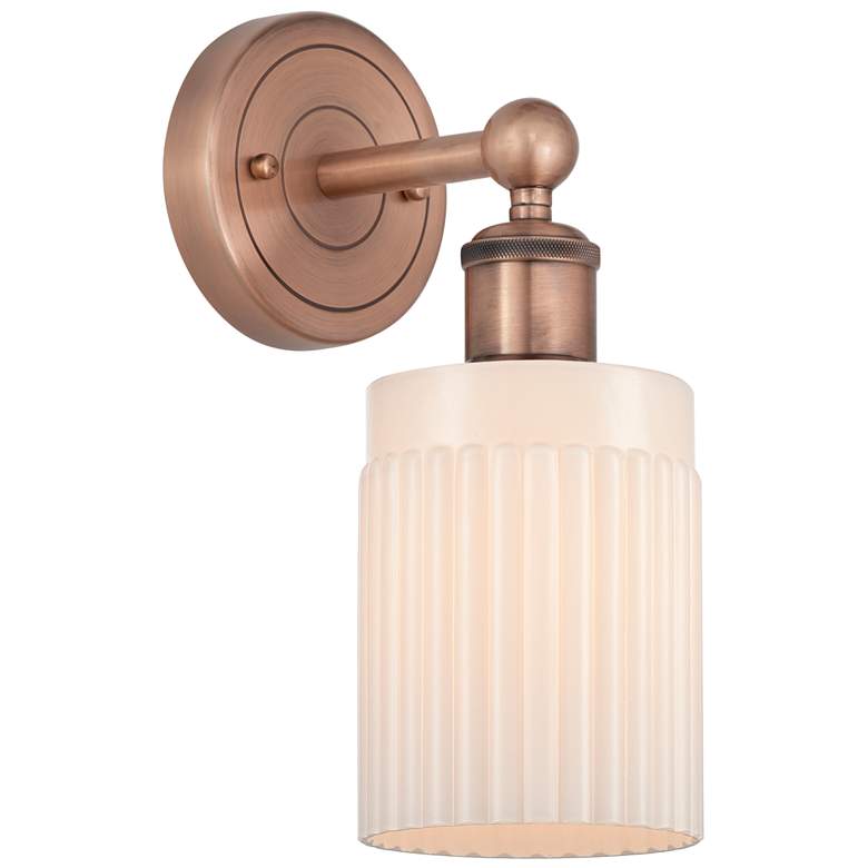 Image 1 Hadley 11.5 inchHigh Antique Copper Sconce With Matte White Shade