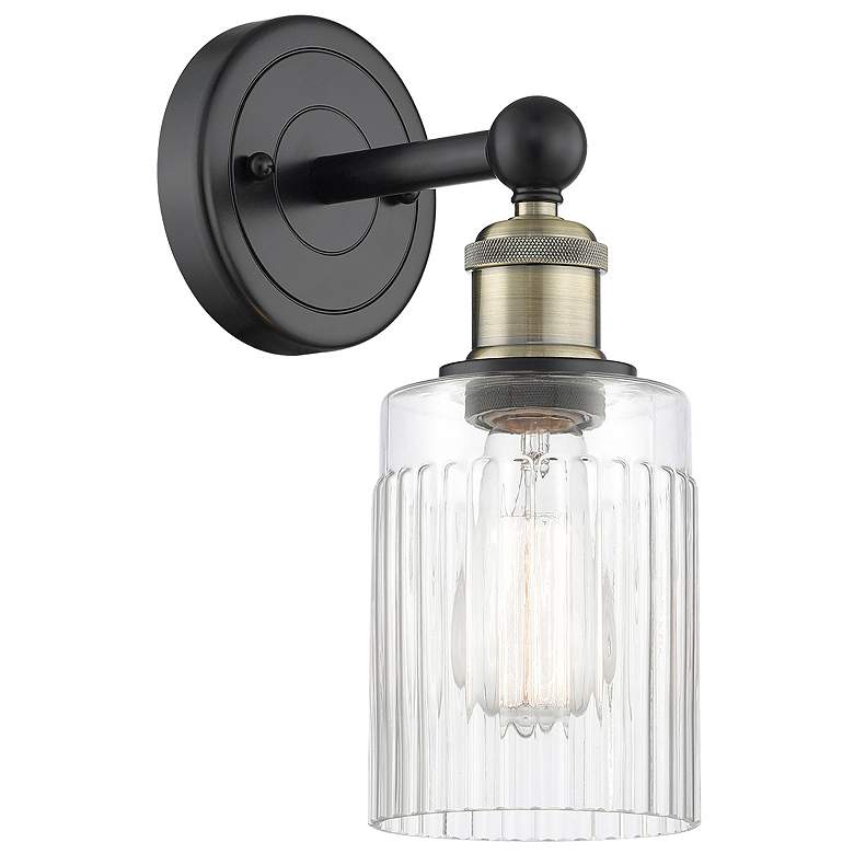 Image 1 Hadley 11.5"High Black Antique Brass Sconce With Clear Shade