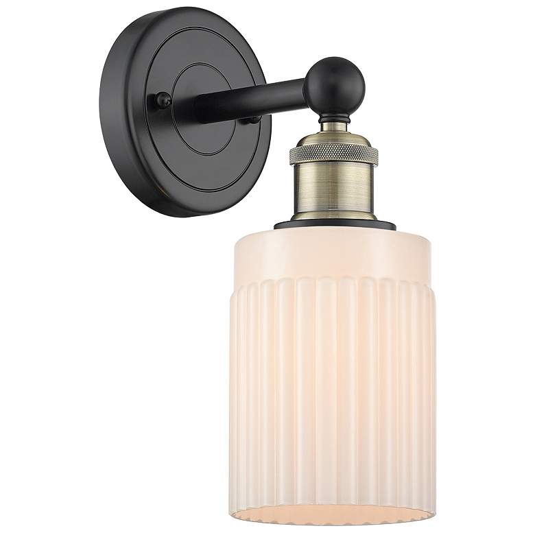 Image 1 Hadley 11.5"High Black Antique Brass Sconce With Matte White Shade