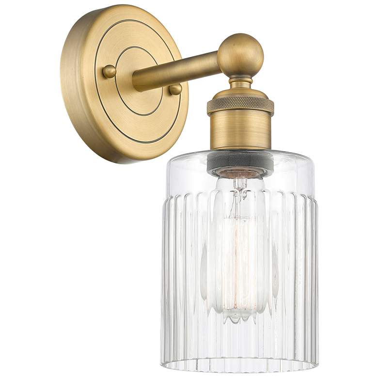 Image 1 Hadley 11.5"High Brushed Brass Sconce With Clear Shade