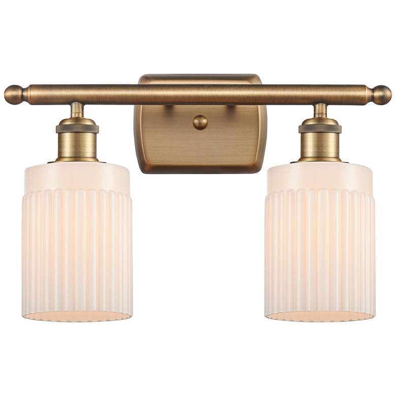 Image 1 Hadley 11"H Brushed Brass 2-Light Wall Sconce w/ White Glass