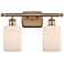Hadley 11"H Brushed Brass 2-Light Wall Sconce w/ White Glass