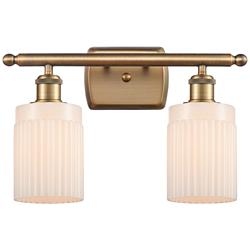 Hadley 11"H Brushed Brass 2-Light Wall Sconce w/ White Glass