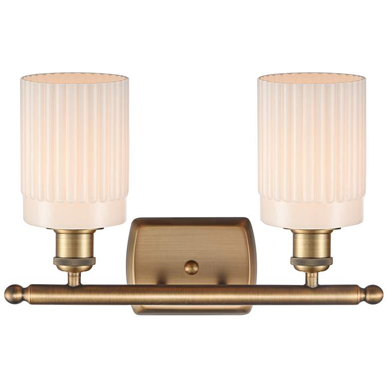 Image 3 Hadley 11"H Brushed Brass 2-Light Wall Sconce w/ White Glass more views