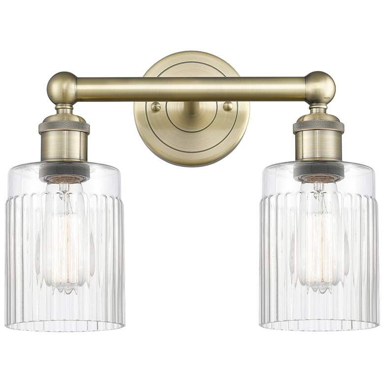 Image 1 Hadley 13.5" Wide 2 Light Antique Brass Bath Vanity Light With Clear S