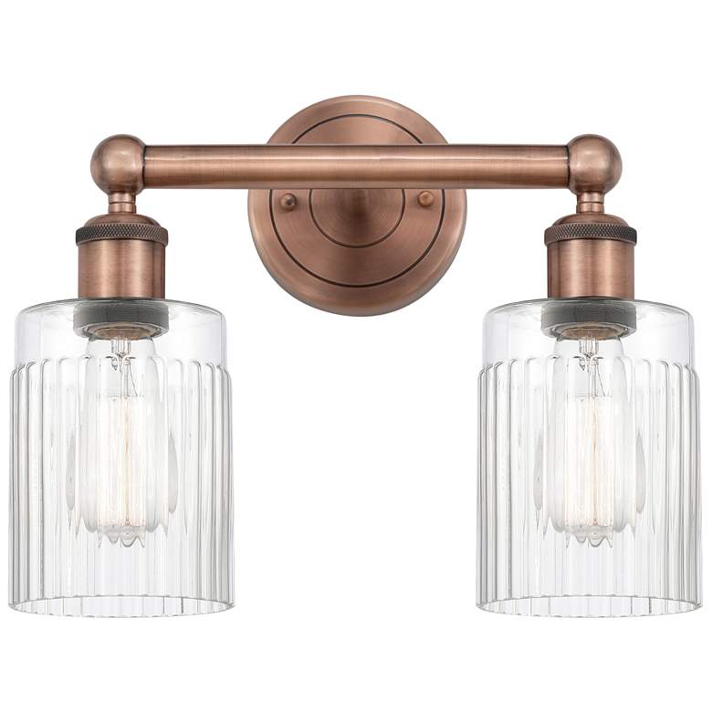 Image 1 Hadley 13.5" Wide 2 Light Antique Copper Bath Vanity Light With Clear