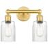 Hadley 13.5" Wide 2 Light Satin Gold Bath Vanity Light With Clear Shad