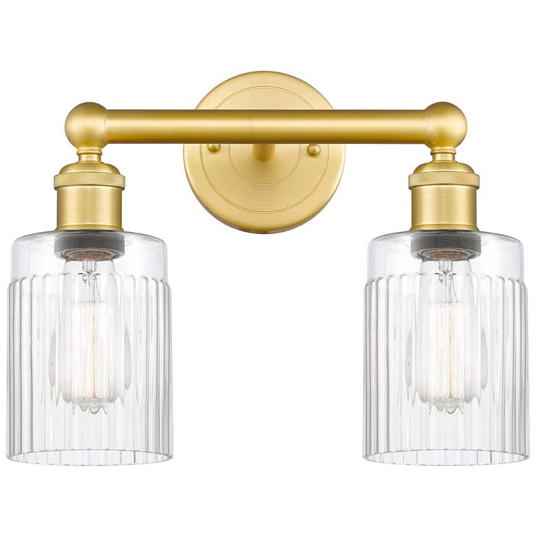 Image 1 Hadley 13.5" Wide 2 Light Satin Gold Bath Vanity Light With Clear Shad