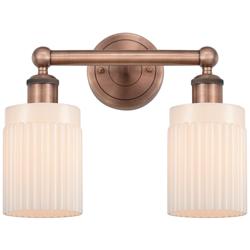 Hadley 13.5&quot;W 2 Light Antique Copper Bath Vanity Light With White Shad