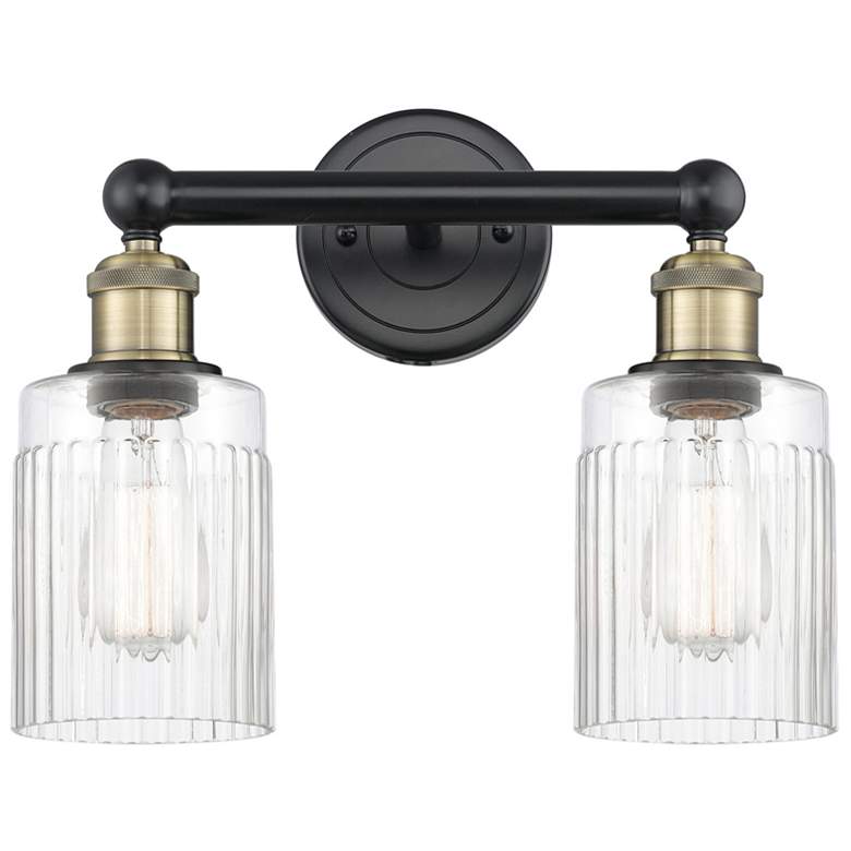 Image 1 Hadley 13.5"W 2 Light Black Antique Brass Bath Light With Clear Shade