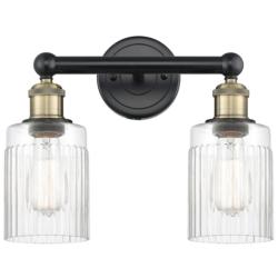 Hadley 13.5&quot;W 2 Light Black Antique Brass Bath Light With Clear Shade
