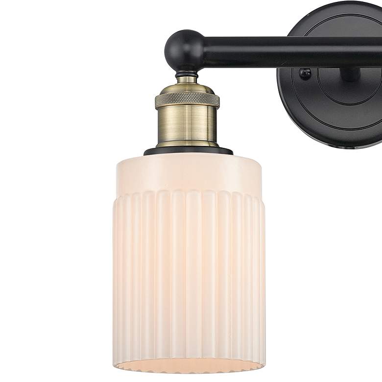 Image 2 Hadley 13.5"W 2 Light Black Antique Brass Bath Light With White Shade more views
