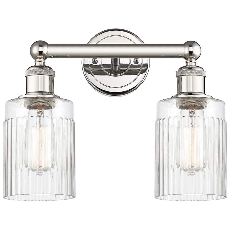 Image 1 Hadley 13.5"W 2 Light Polished Nickel Bath Vanity Light With Clear Sha