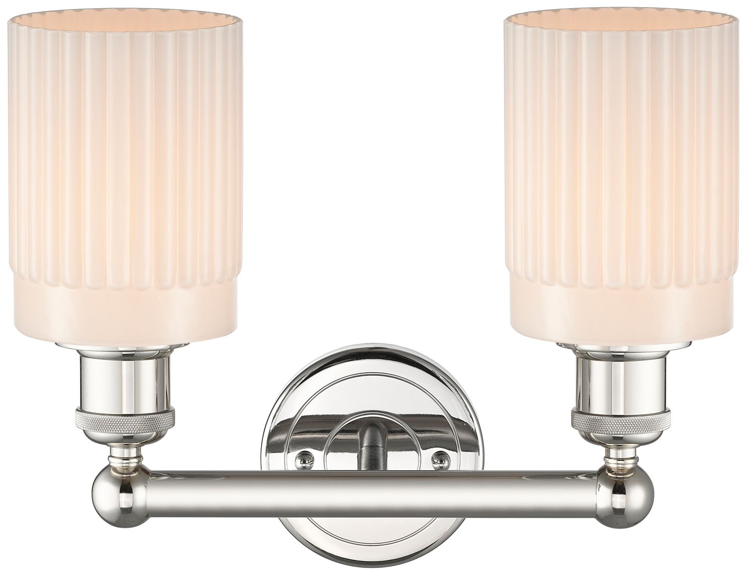 Image 2 Hadley 13.5"W 2 Light Polished Nickel Bath Vanity Light With White Sha more views