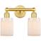 Hadley 13.5"W 2 Light Satin Gold Bath Vanity Light With Matte White Sh