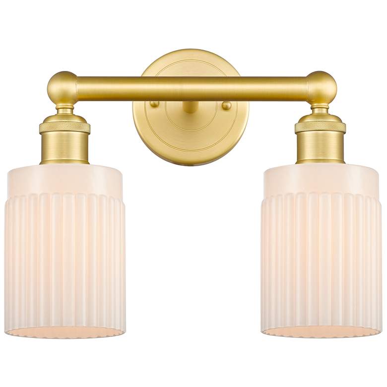 Image 1 Hadley 13.5"W 2 Light Satin Gold Bath Vanity Light With Matte White Sh