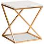 2_Hadley 13 3/4" Wide White Marble Gold Metal Square End Table