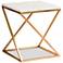 Hadley 13 3/4" Wide White Marble Gold Metal Square End Table