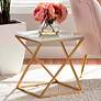 1_Hadley 13 3/4" Wide White Marble Gold Metal Square End Table
