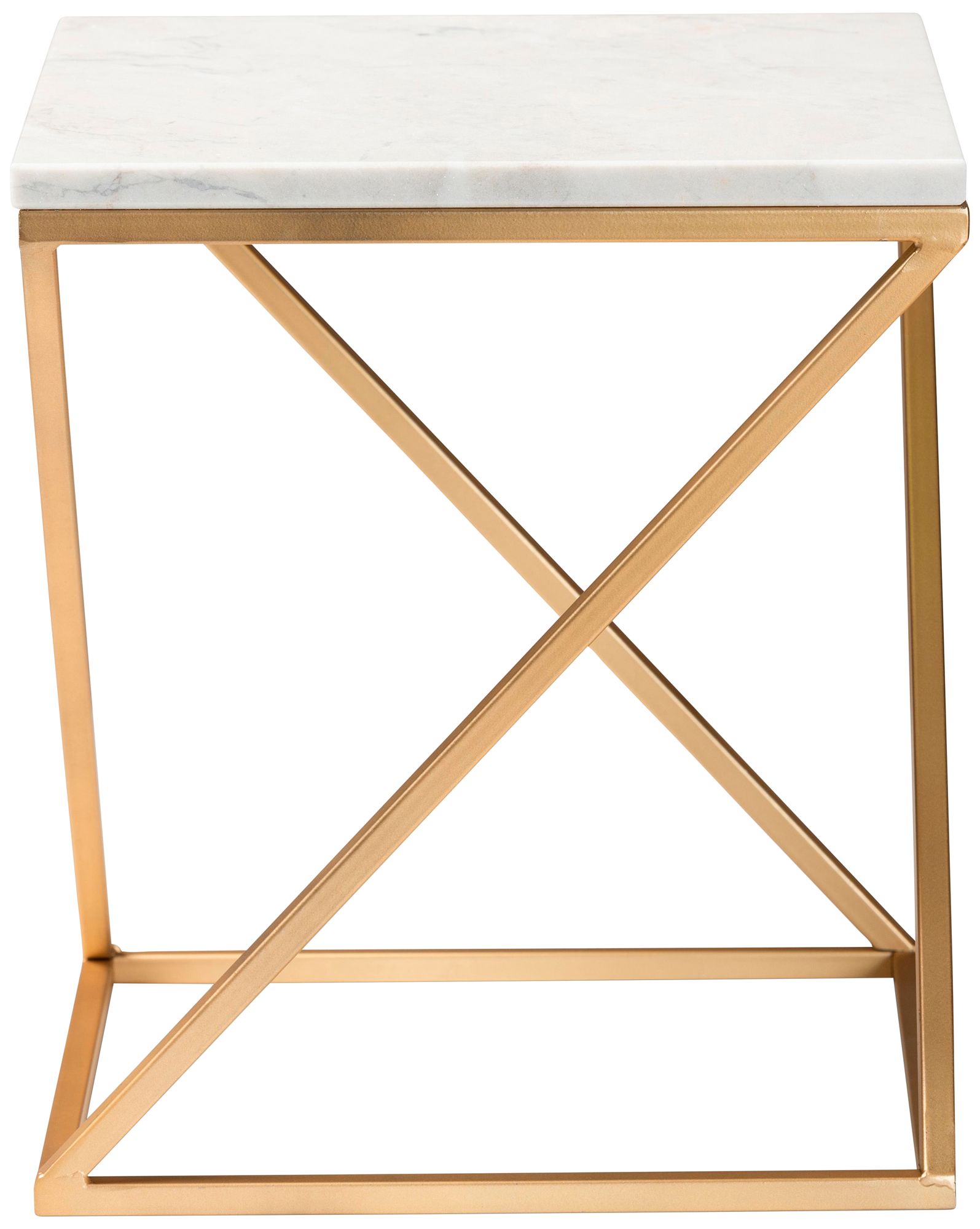 Image 5 Hadley 13 3/4" Wide White Marble Gold Metal Square End Table more views